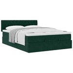 vidaXL Cadre de lit ottoman avec matelas vert foncé 140x190 cm velours