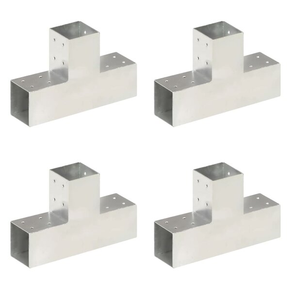 vidaXL Connecteurs de poteau 4 Pièces Forme en T Métal galvanisé 81x81 mm