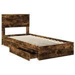 vidaXL Lit de Rangement Chêne fumé 90 x 190 cm Bois d'ingénierie