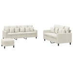 vidaXL Ensemble de canapés 3 Pièces avec coussins Crème Velours