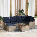 vidaXL Ensemble de canapé de jardin 7 Pièces Gris Poly rotin