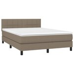 vidaXL Sommier à lattes de lit avec matelas LED Taupe 140x190 cm Tissu