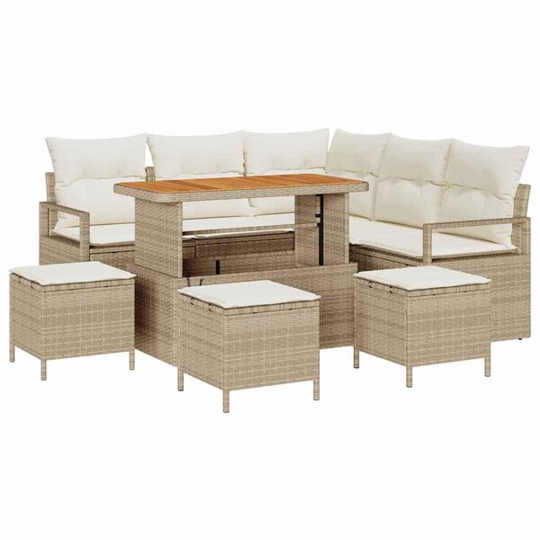 vidaXL Ensemble de canapé de jardin avec coussin 9 Pièces Beige et crème