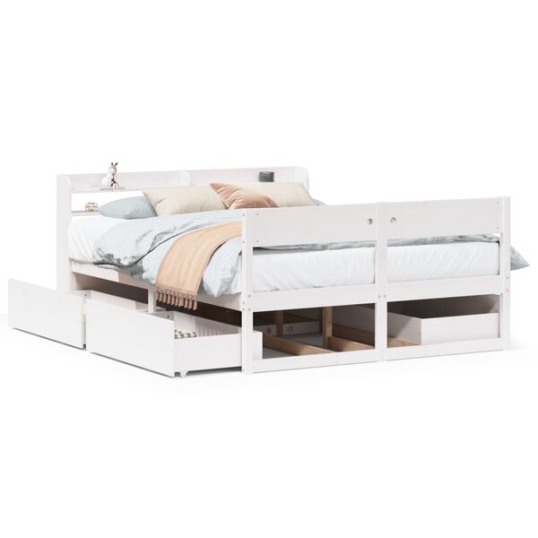 vidaXL Cadre de lit sans matelas blanc 140x200 cm bois de pin massif