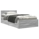 vidaXL Cadre de lit et tête de lit sans matelas sonoma gris 90x190 cm