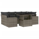 vidaXL Salon de jardin avec coussins 7 Pièces gris résine tressée