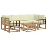 vidaXL Ensemble de canapés d'extérieur 7 pc Blanc et crème