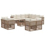 vidaXL Ensemble de canapé de jardin 12 Pièces Beige polyrotin