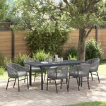 vidaXL Ensemble de salle à manger de jardin de 7 pièces avec coussins Gris Poly Rotin