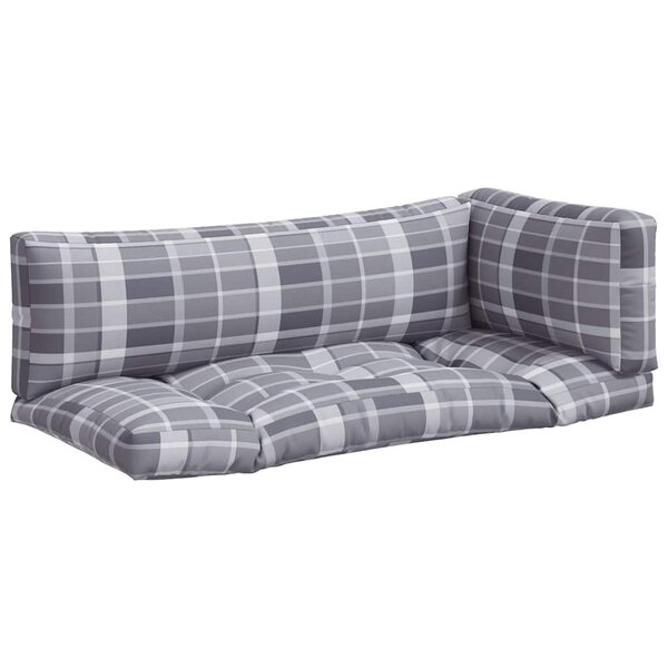 vidaXL Coussins de palette 3 Pièces carreaux gris tissu