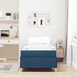 vidaXL Lit à ressorts avec matelas Bleu et Blanc 90 x 190 cm tissu