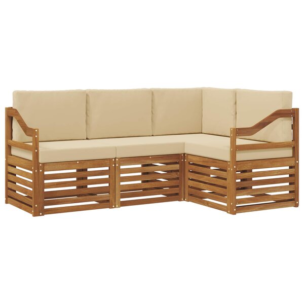 vidaXL Ensemble de canapés d'extérieur 4 pc Naturel et Beige Polyester