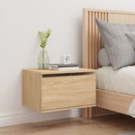 vidaXL Table de chevet murale avec lumières LED chêne sonoma