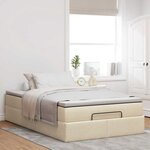 vidaXL Cadre de lit ottoman avec matelas crème 120x190 cm tissu