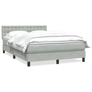 vidaXL Sommier à lattes de lit et matelas gris clair 140x210cm velours