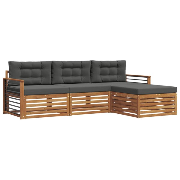 vidaXL Ensemble de canapés d'extérieur Naturel et Anthracite