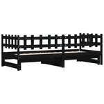 vidaXL Lit coulissant sans matelas noir 2x(90x190) cm Bois massif