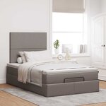 vidaXL Cadre de lit ottoman avec matelas taupe 120x200 cm tissu
