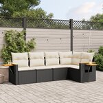 vidaXL Salon de jardin 5 Pièces avec coussins noir résine tressée