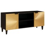 vidaXL Meuble TV Noir et or 105 x 33 x 46 cm bois de manguier massif