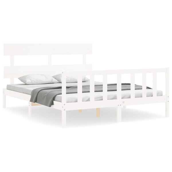 vidaXL Cadre de lit sans matelas blanc 160x200 cm bois de pin massif