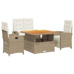 vidaXL Ensemble à manger de jardin coussins 4 Pièces beige résine tressée