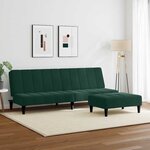 vidaXL Canapé-lit à 2 places avec repose-pied vert foncé velours