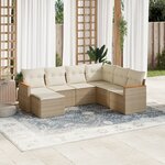 vidaXL Salon de jardin avec coussins 7 Pièces beige résine tressée