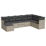 vidaXL Salon de jardin 8 Pièces avec coussins gris clair résine tressée