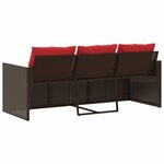 vidaXL Canapé de jardin avec coussins 3 places brun résine tressée