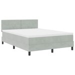 vidaXL Lit à ressort LED avec matelas Gris clair 160 x 200 cm Velours