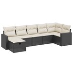 vidaXL Salon de jardin 7 Pièces avec coussins noir résine tressée