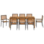 Ensemble de salle à manger de jardin 9 pièces vidaXL Noir Poly Rattan Acacia