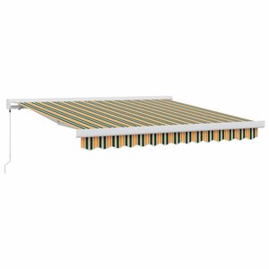 vidaXL Auvent Rétractable Vert et jaune 350 x 250 cm Tissu et Métal