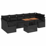 vidaXL Ensemble de canapé de jardin 8 Pièces Noir Poly rotin
