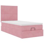 vidaXL Cadre de lit ottoman avec matelas rose 100x200 cm velours