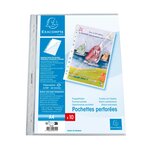 Sachet de 10 pochettes perforées ouverture haut et côté polypro lisse 6/100e A4 EXACOMPTA