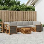 vidaXL Ensemble de canapés d'extérieur 8 pc Naturel et gris clair