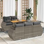 vidaXL Salon de jardin 6 Pièces avec coussins gris résine tressée