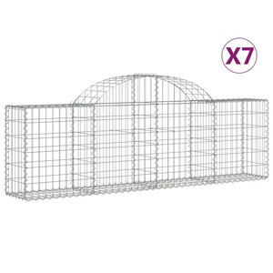 vidaXL Paniers à gabions arqués 7 Pièces 200x30x60/80 cm Fer galvanisé