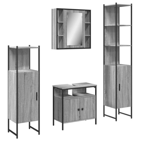 vidaXL Ensemble d'armoires de salle de bain 4 Pièces sonoma gris