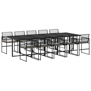 vidaXL Ensemble à manger de jardin 11 Pièces coussins noir résine tressée