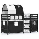vidaXL Lit mezzanine enfants et tunnel blanc/noir 80x200cm pin massif