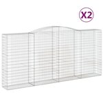 vidaXL Paniers à gabions arqués 2 Pièces 400x50x180/200 cm Fer galvanisé