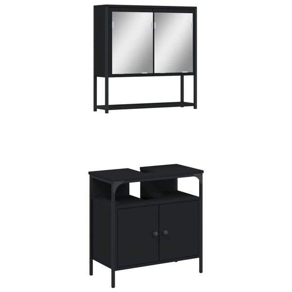 vidaXL Ensemble de meubles salle de bain 2 Pièces noir bois d'ingénierie