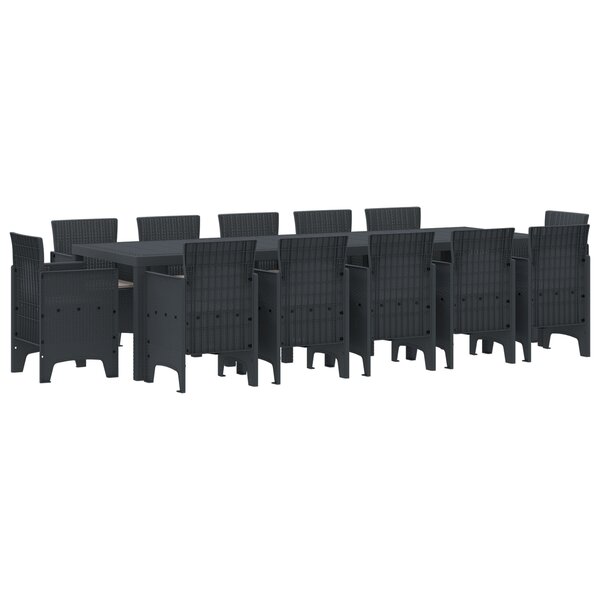 Ensemble de salle à manger de jardin vidaXL en 13 pièces avec coussins anthracite poly rattan