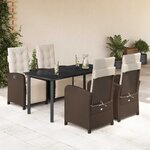 vidaXL Ensemble à manger de jardin 5 Pièces et coussins marron poly rotin
