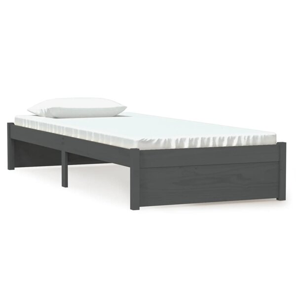 vidaXL Cadre de lit sans matelas gris bois massif 75x190 cm