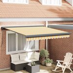 vidaXL Auvent manuel 3 5 x 2 5 m Rayures jaunes et blanches