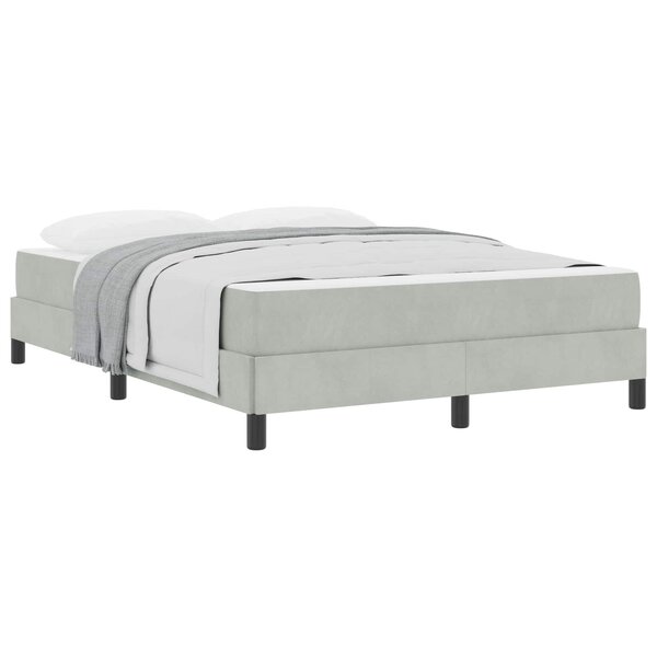 vidaXL Lit à ressorts avec matelas Gris clair 160 x 210 cm tissu